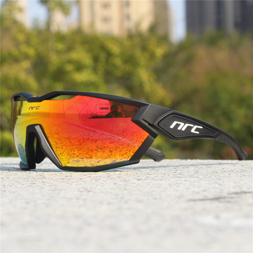 NRC X2 p-ride gafas de ciclismo hombre bicicleta de montaña deporte ciclismo gafas de sol MTB ciclismo gafas mujer: Rojo