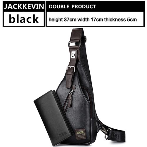 JackKevin Männer der Crossbody-tasche Diebstahlsicher Drehbare Taste Öffnen Leder Brust Taschen Männer Schulter Taschen Brust Taille Pack: Black suit