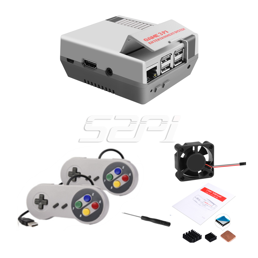 GeeekPi Game 3Pi/4Pi NES 3Pi/4Pi Style Case Kit ABS 3510 Functional Cooling Fan Heatsinks for Raspberry Pi 4 B or 3B+/3B/2B: green