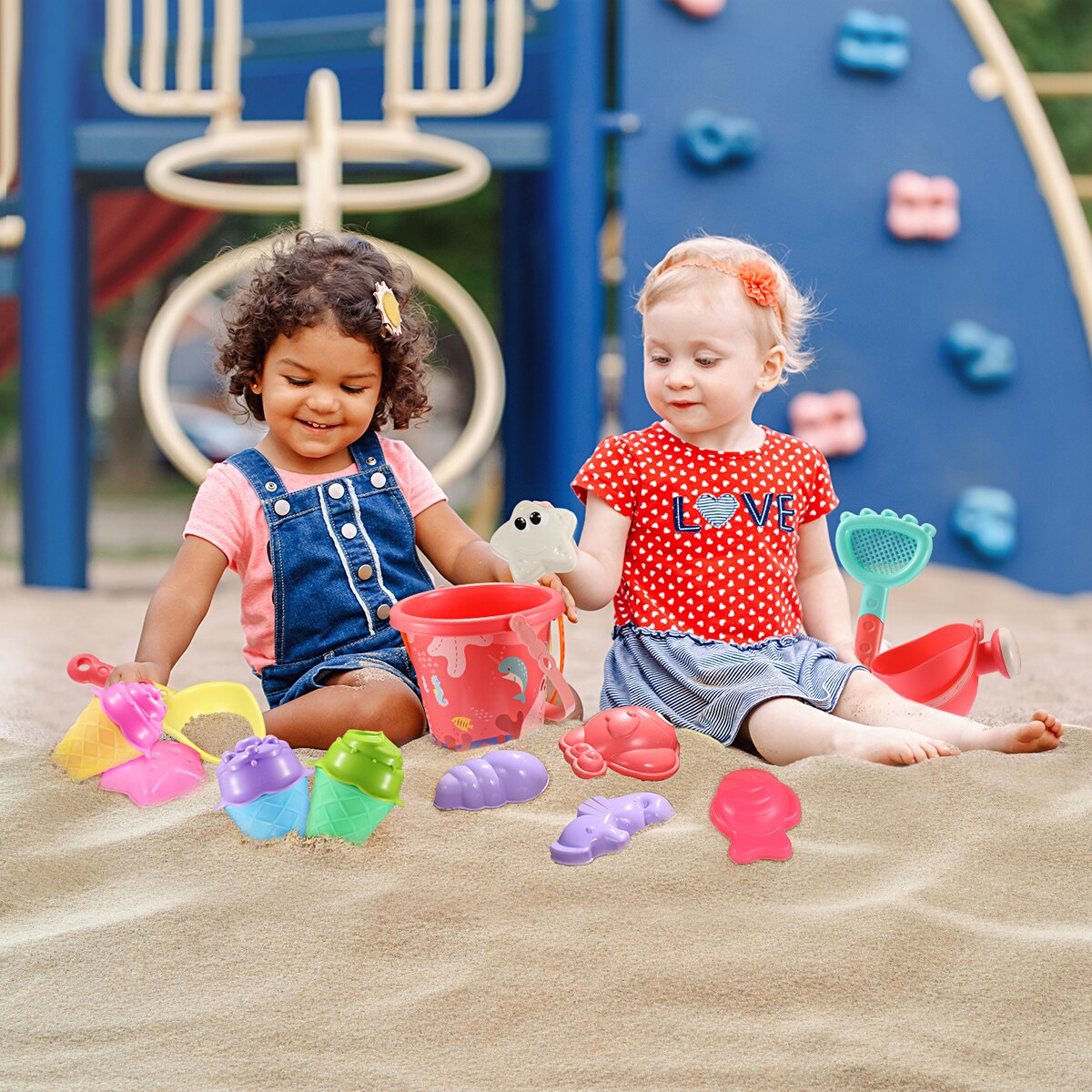 iBaseToy 16Pcs Multicolor Beach Set for Seaside Beach Travel Backyard