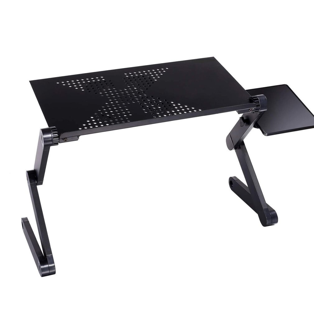 Adjustable Aluminum Laptop Desk Table Ergonomic TV Bed Lapdesk Tray PC Notebook Table Desk Stand With Cooling Fan Mouse Pad: Default Title