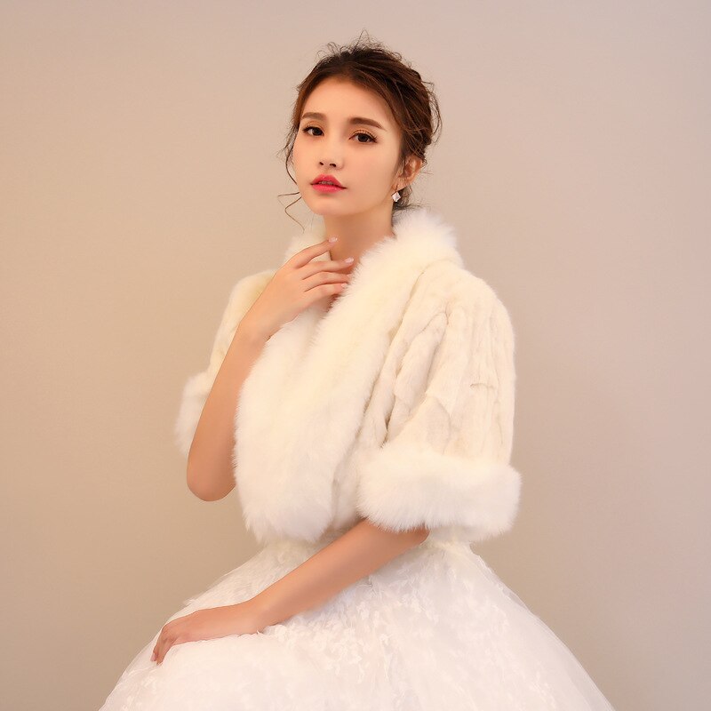 Veste de mariée Boleros fausse fourrure mariée mariage accessoires mariée hiver mariée Wrap châle Cape manteau court PJ93