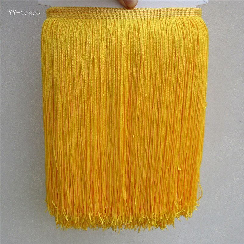 YY-tesaco 5yards 30cm Wide Lace Fringe Trim Tassel Fringe Trimming For DIY Latin Dress Stage Clothes Accessories Lace Ribbon: Gold