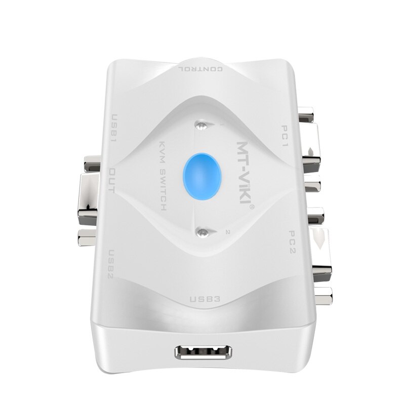 MT-Viki 2 Port KVM Switch VGA USB Hotkey Wired Remote Controller Select Auto Scan with Cable 2048x1536 High Resolution MT-201KL