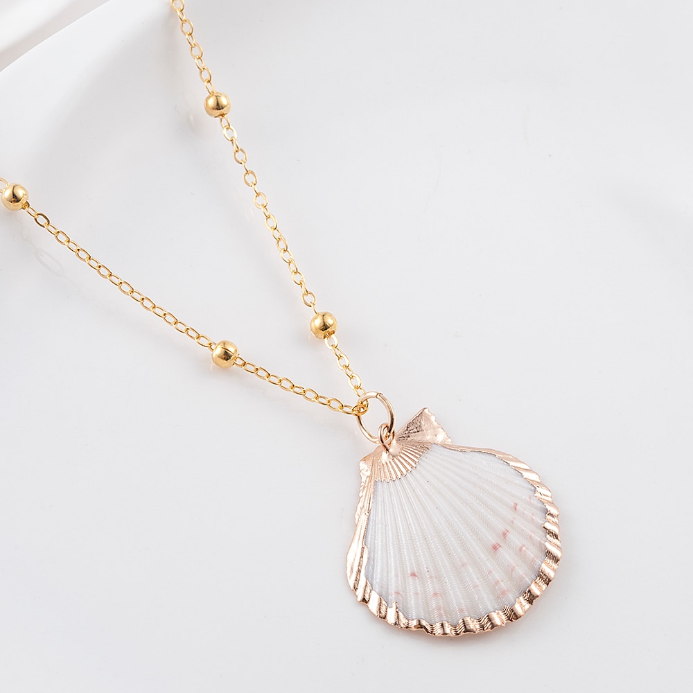 Mode Vrouwen Shell Strand Zee Hanger Choker Gouden Ketting Lange Ketting Sieraden Kerstcadeau Gouden Ketting