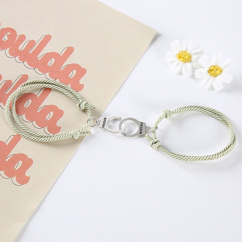 Pulsera de pareja astronauta pequeña banda de Goma para enviar novia novio imán piedra brazalete con cascabel nudo de la cuerda de la joyería: 5