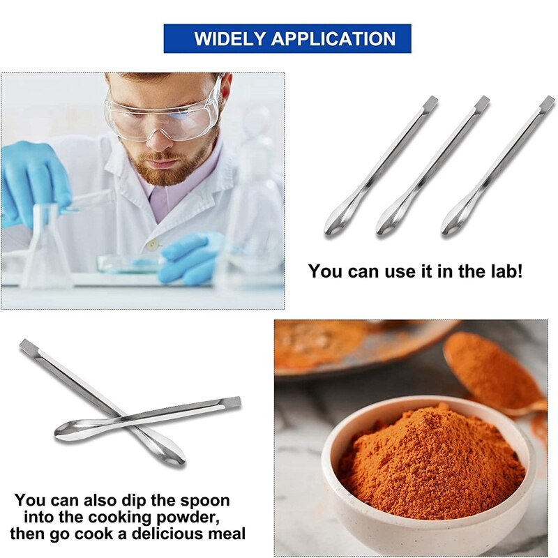 Espátula de laboratorio de acero inoxidable, cuchara de laboratorio de 15 piezas, cuchara pequeña de laboratorio Micro-Scoop para mezcla de muestreo de reactivos