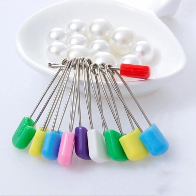 15Pcs Plastic Head Safety Pins Safety Locking Baby Cloth Diaper Nappy Pins Buckles DIY Needle Pins Sewing Supplies