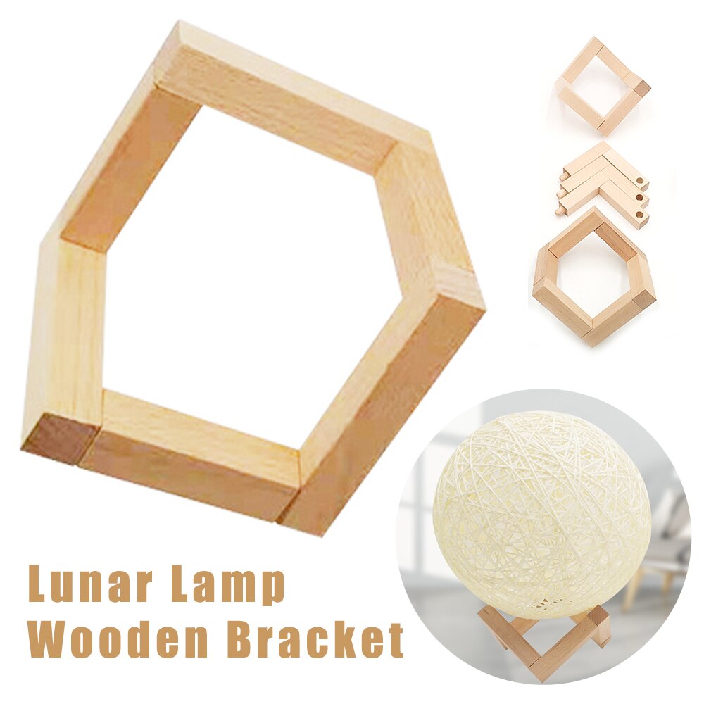 Lunar Moon Lamp Wood Bracket Moon Shaped Lamp Holder Ball Solid Shaped Light Stand Base Fitting 3D Print Moon Lamp Base S/M/L