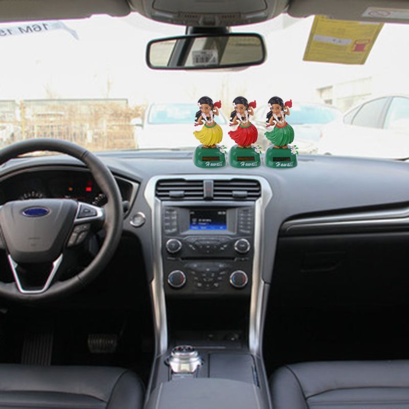 Adornos de coche para chica hawaiana, juguete de cabeza móvil, alimentado por energía Solar, decoración para automóviles