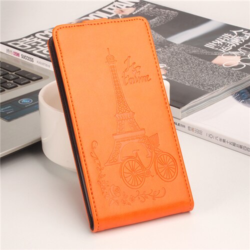 Hongbaiwei voor nokia 5 hoesje, reliëf leren hoesje voor nokia 5 flip case, verticale achterkant, magnetische beschermhoes: Een sinaasappel
