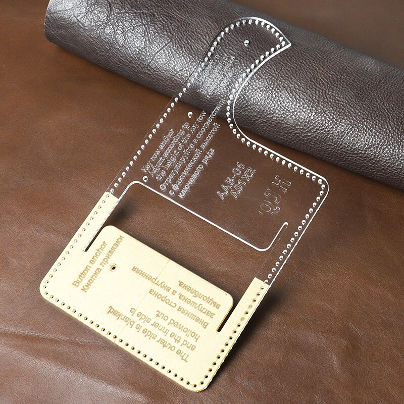 1 Juego de funda de llave de personalidad para manualidades de cuero, patrón de costura acrílico duro y plantilla de papel Kraft, 15,5 cm x 7cm