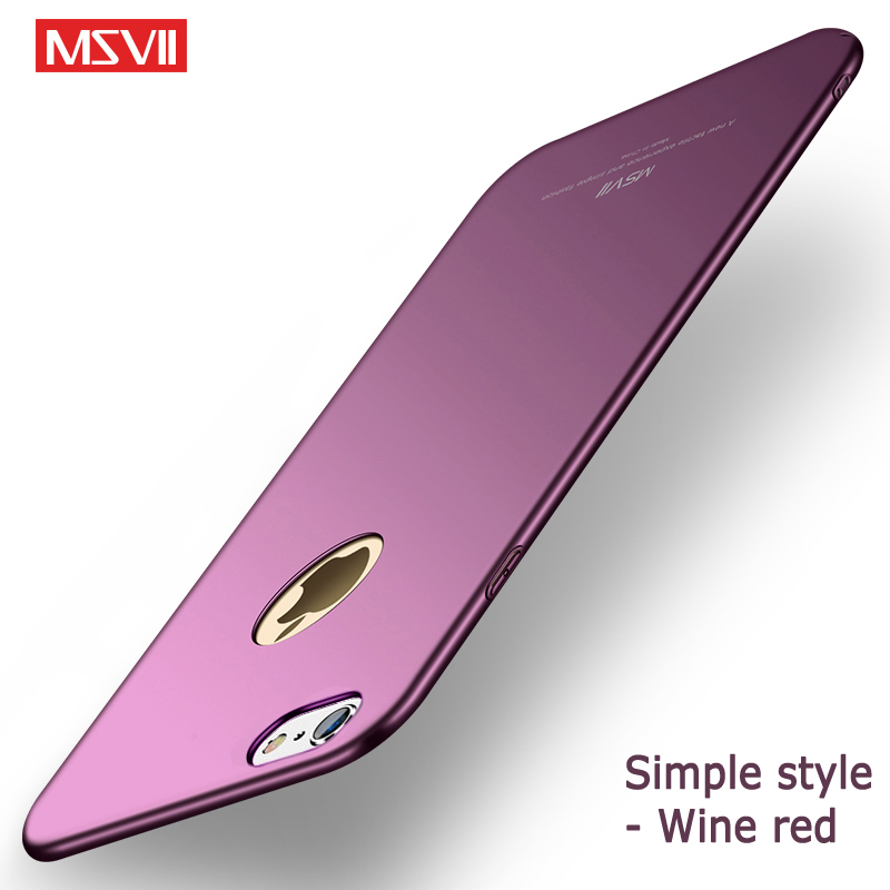 For Apple iPhone 6 6s Plus Case Cover MSVII Brand Silm Scrub Case for iPhone6 Plus Coque Ultra Thin PC Cover for iPhone 6S Case: For iPhone 6 Plus / Simple wine red