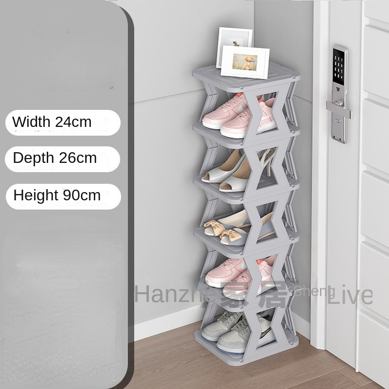 Étagère à chaussures multicouche, petit espace étroit dans la porte, armoire à chaussures, rangement de chaussures multifonctionnel T1: Couleurs mélangées