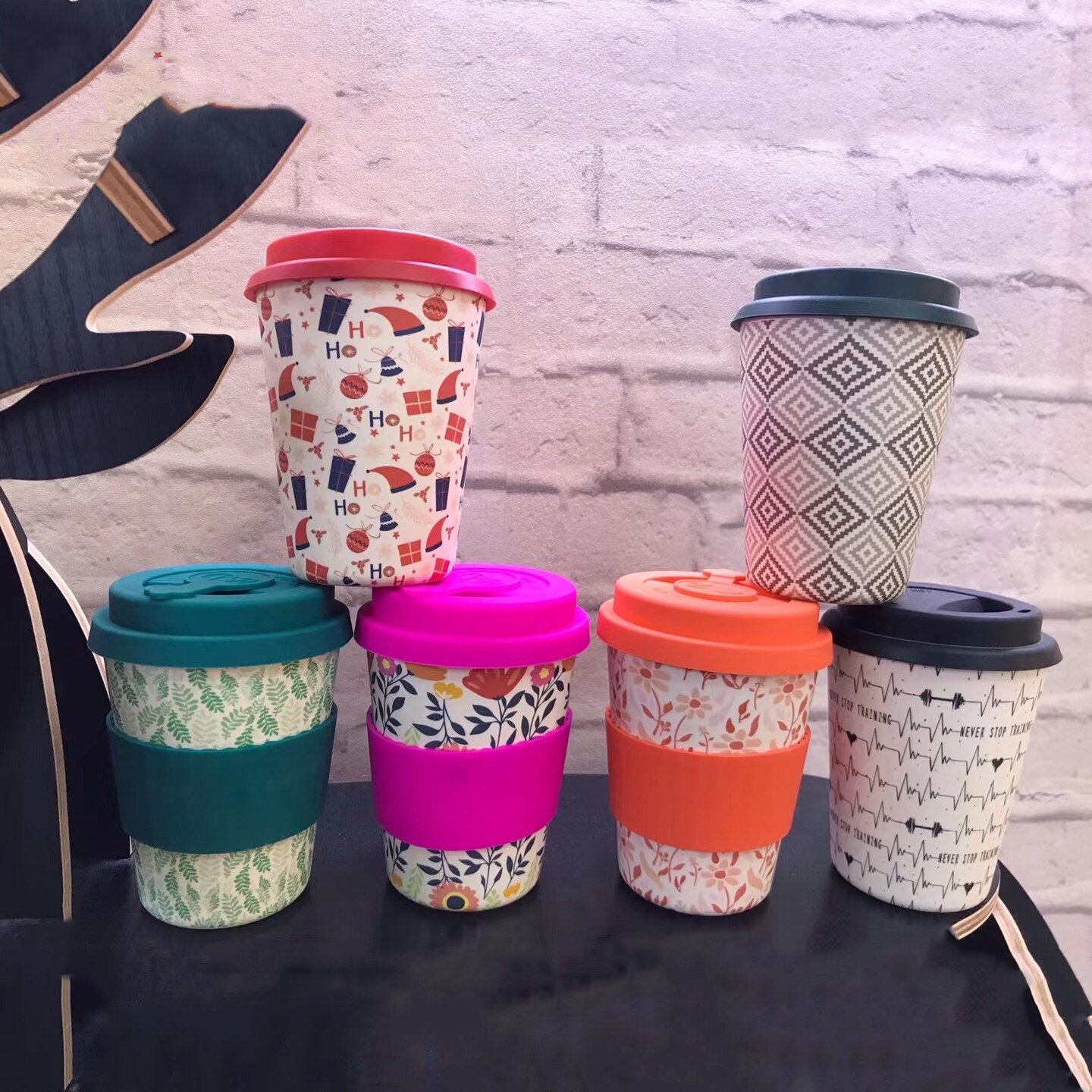 Bamboo Fibre Cup,BPA Free Ecofriendly Cups, Reusable Travel Mugs for Coffee