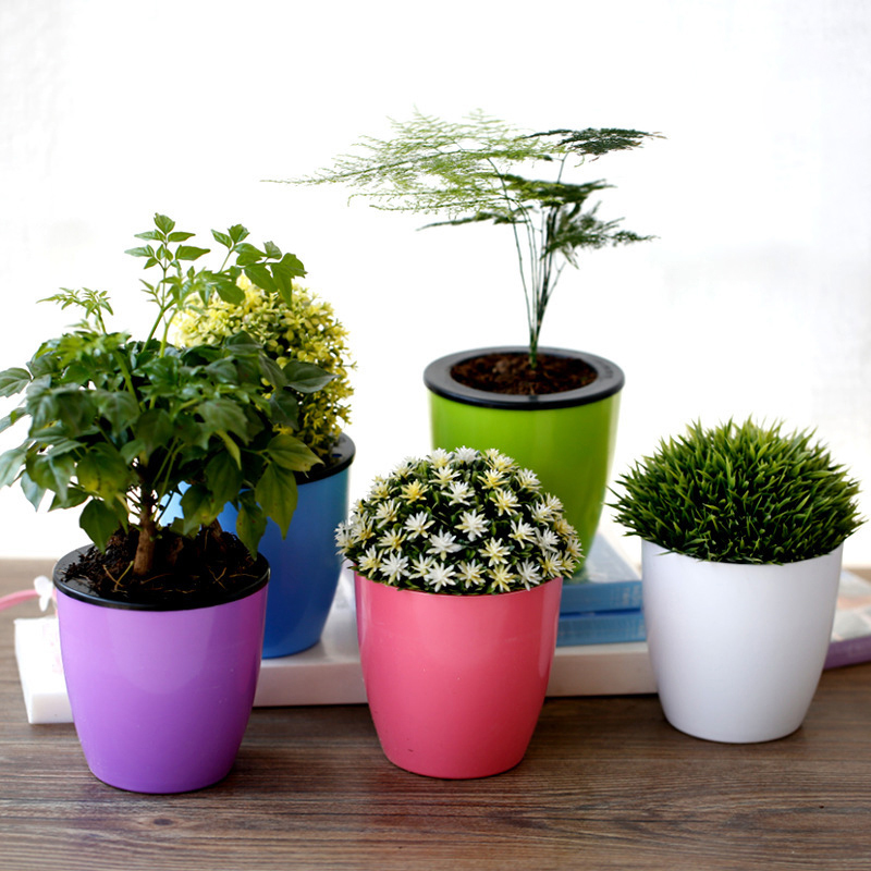 Blomkruka självbevattning växt blomkruka imitation keramik automatisk vattenabsorption plantering blomkruka plast handfat