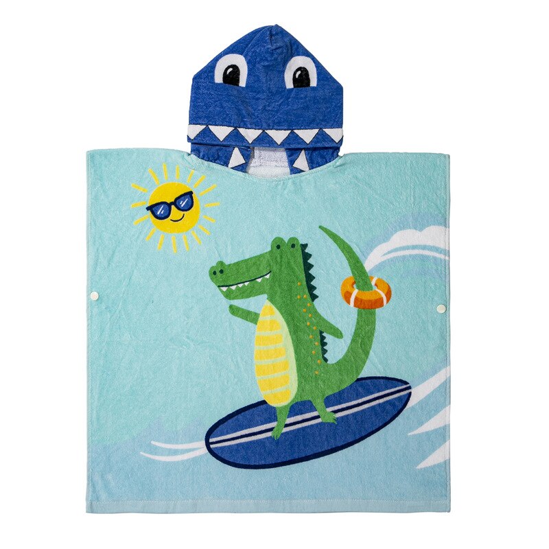 Bath towel Beach towel Cotton cartoon dinosaur bathroom swimming pool bath can wear children size 70cm microfiber towel: A2 / 70CM