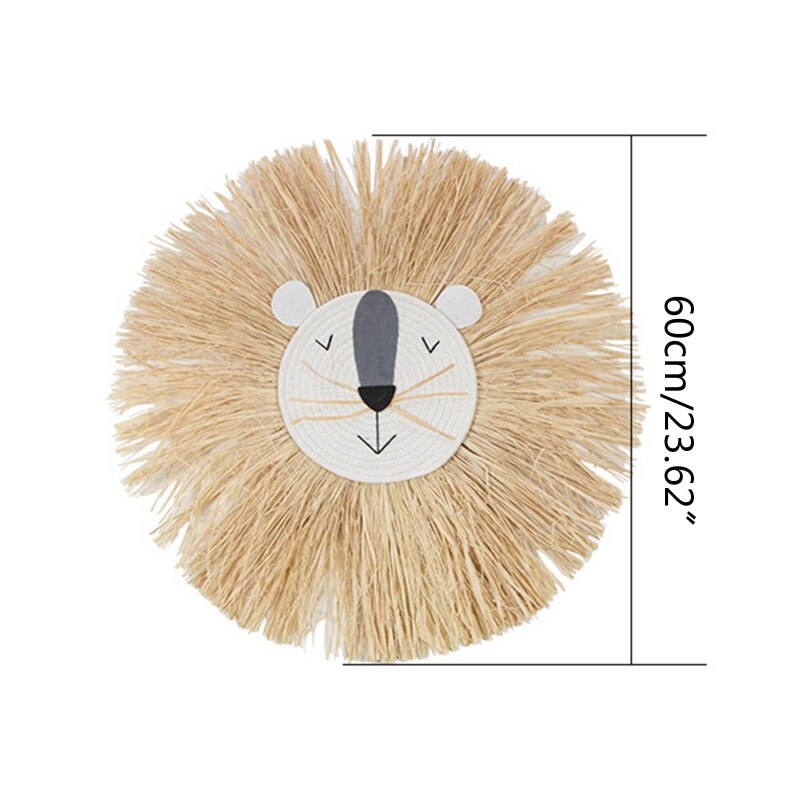 Cartoon Lion Hanging Decorations Cotton Thread Weaving Animal Head Wall Ornament R2JF