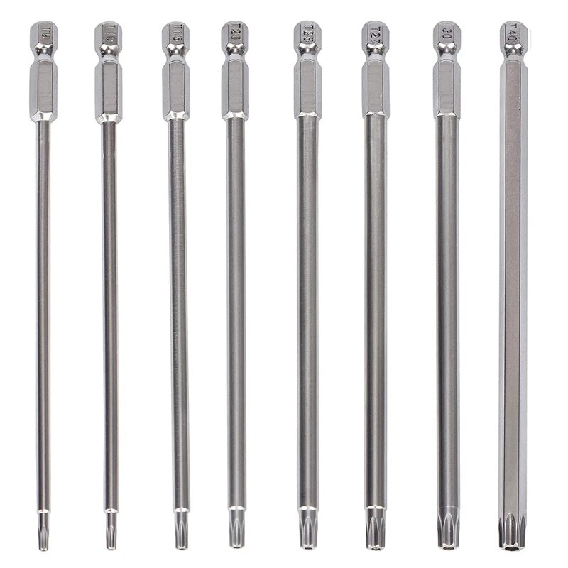 10pcs Hex Head Allen Wrench Drill Bits Set 100mm Long Allen Screwdriver Bits Magnetic Tips Hex Key Screwdriver Socket Bit Set: 8pcs 150mm T9-T40