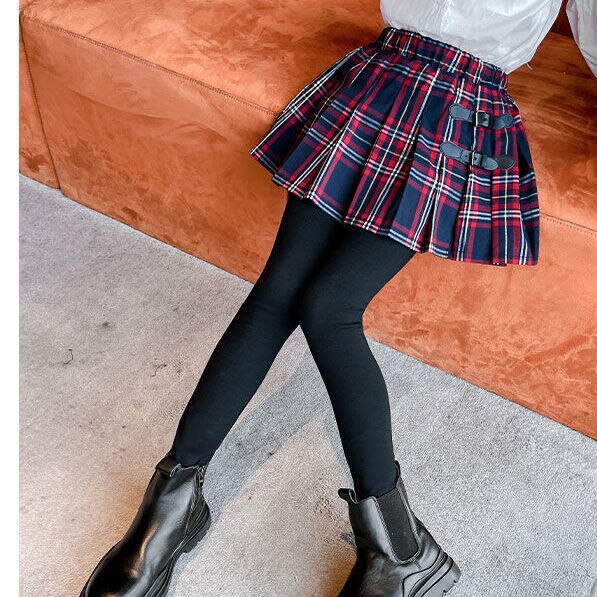 Falda ajustada a cuadros para niñas, pantalones de uniforme JK para la escuela, Leggings con falda, primavera y otoño