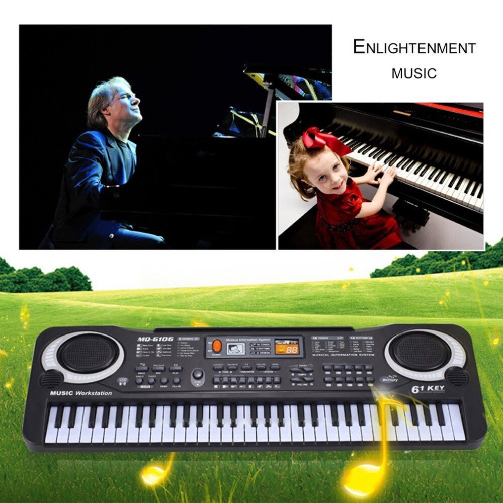 61 Toetsen Keyboard Piano, Elektrisch Toetsenbord Piano Instrument Digitaal Muziekpianotoetsenbord met Luidspreker en Microfoon Standaard Keyboard Piano Kit voor Beginners Kinderen Volwassenen