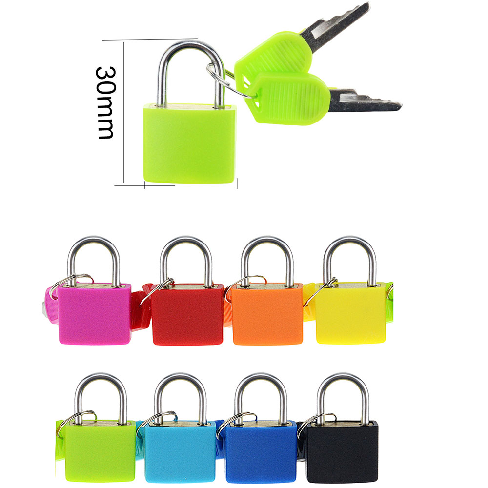 Mini cadenas en acier robuste, 30x23mm, 1 pièce, valise de voyage, avec 2 clés, boîtier en plastique coloré, décoration de cadenas