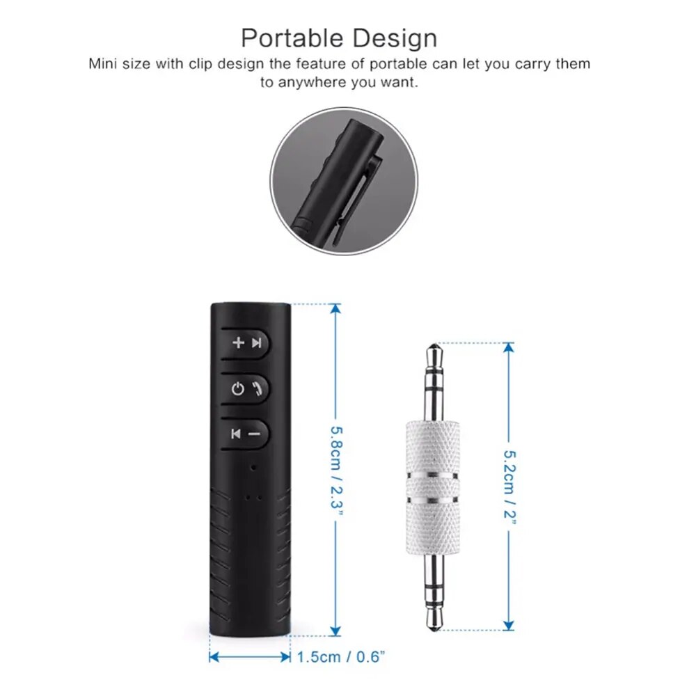 Trådløs bluetooth mottaker 5.0 adapter jack 3.5mm trådløs mottaker adapter auto aux sett bil til pc musikk  mp3 høyttaler hodetelefoner