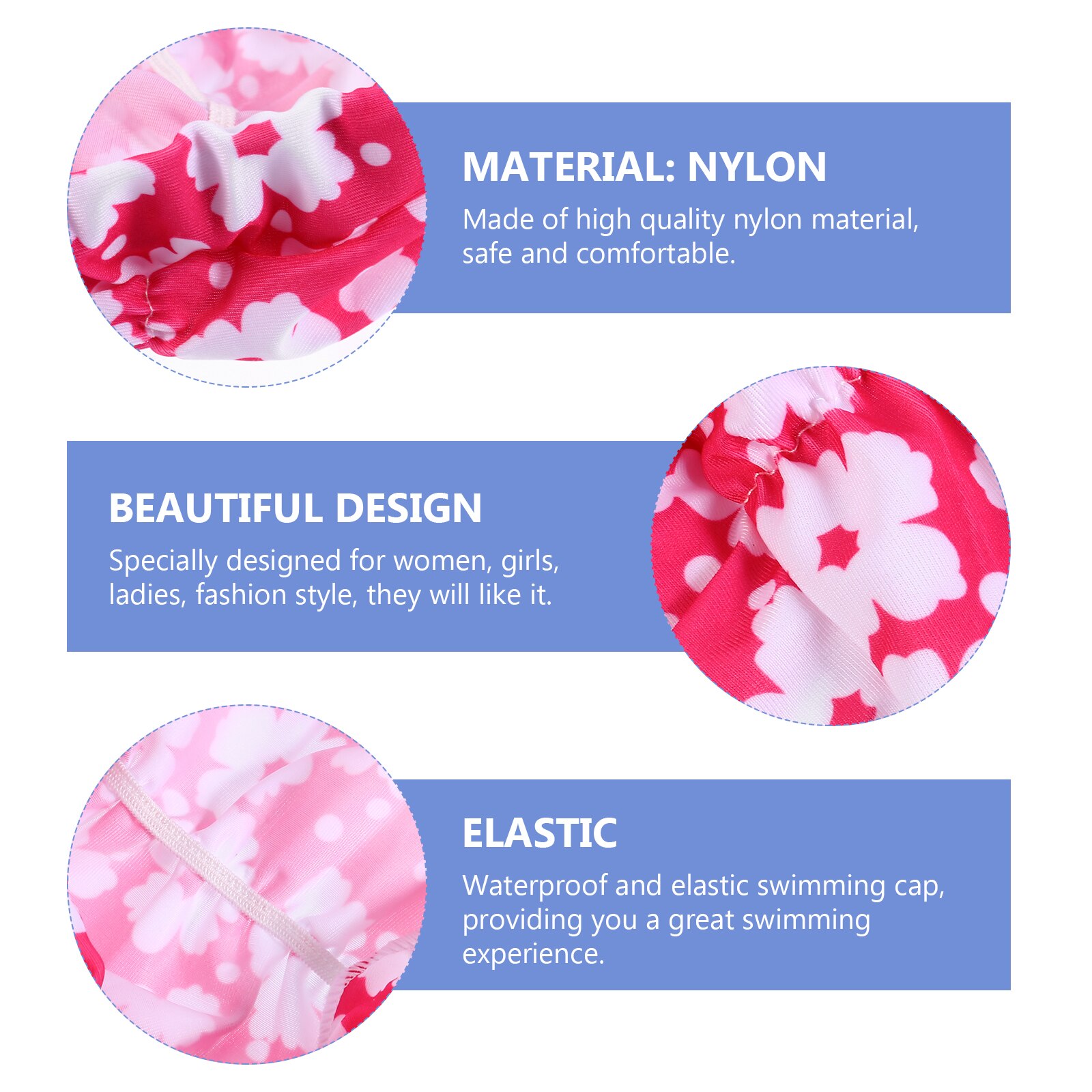 6szt. pofałdowany pływanie Czapki dorośli ludzie modny pływanie kapelusze (losowy wzorzec)