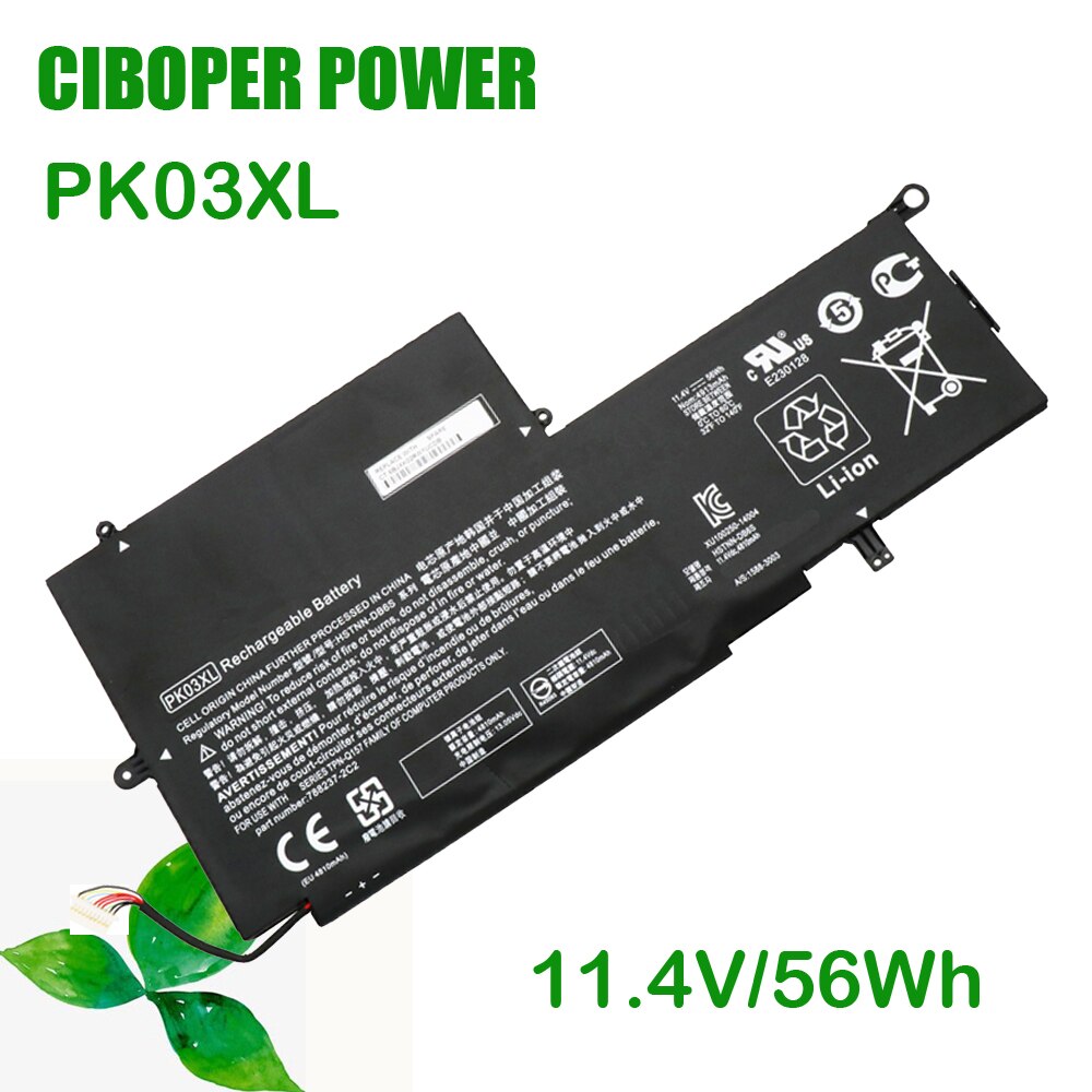 CP-Batería de ordenador portátil PK03XL, 11,4 V, 56Wh, para Pro X360, G1, G2, Spectre 13, TPN-Q157, 788237-2C1, 788237-2C2, 6789116-005