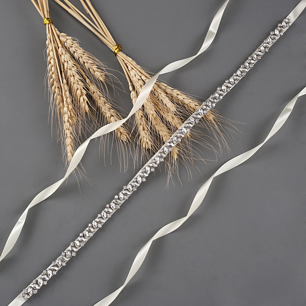 Pasek ślubny trixy z  s404 kryształkami, wstążki, srebrny pas z diamentami, pas ślubny z koralikami, pas dla druhny, dodatki ślubne