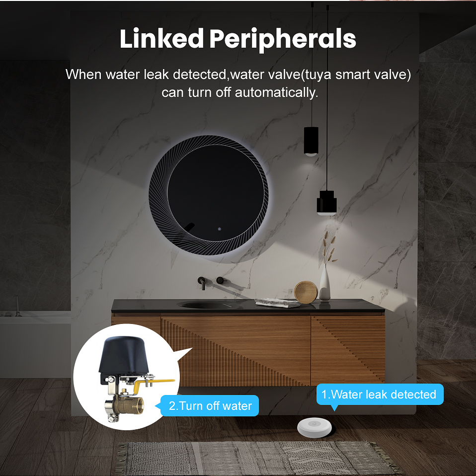 ZigBee Smart Flood Sensor Water Leakage Detector Flood Overflow Alert Security Alarm System Tuya/Smart Life App Remote Control