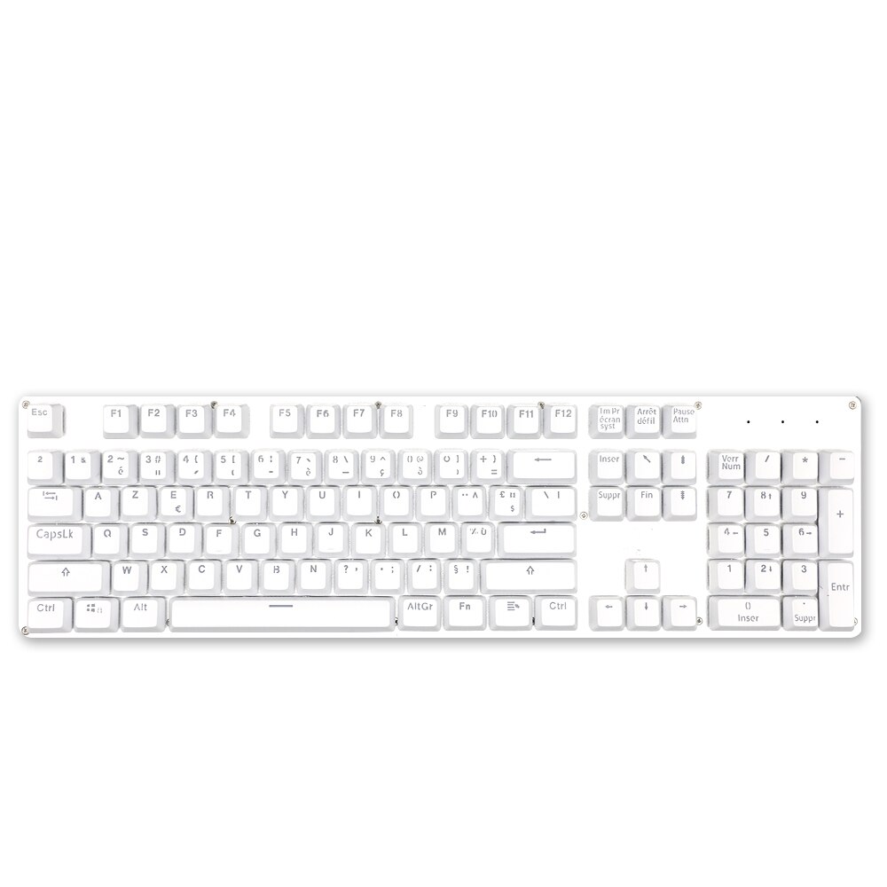 104pcs Russian/Spanish/French/Korean Keycaps OEM Profile Backlit Transparent Keycaps For Gaming Mechanical Keyboard ISO Layout: White-French