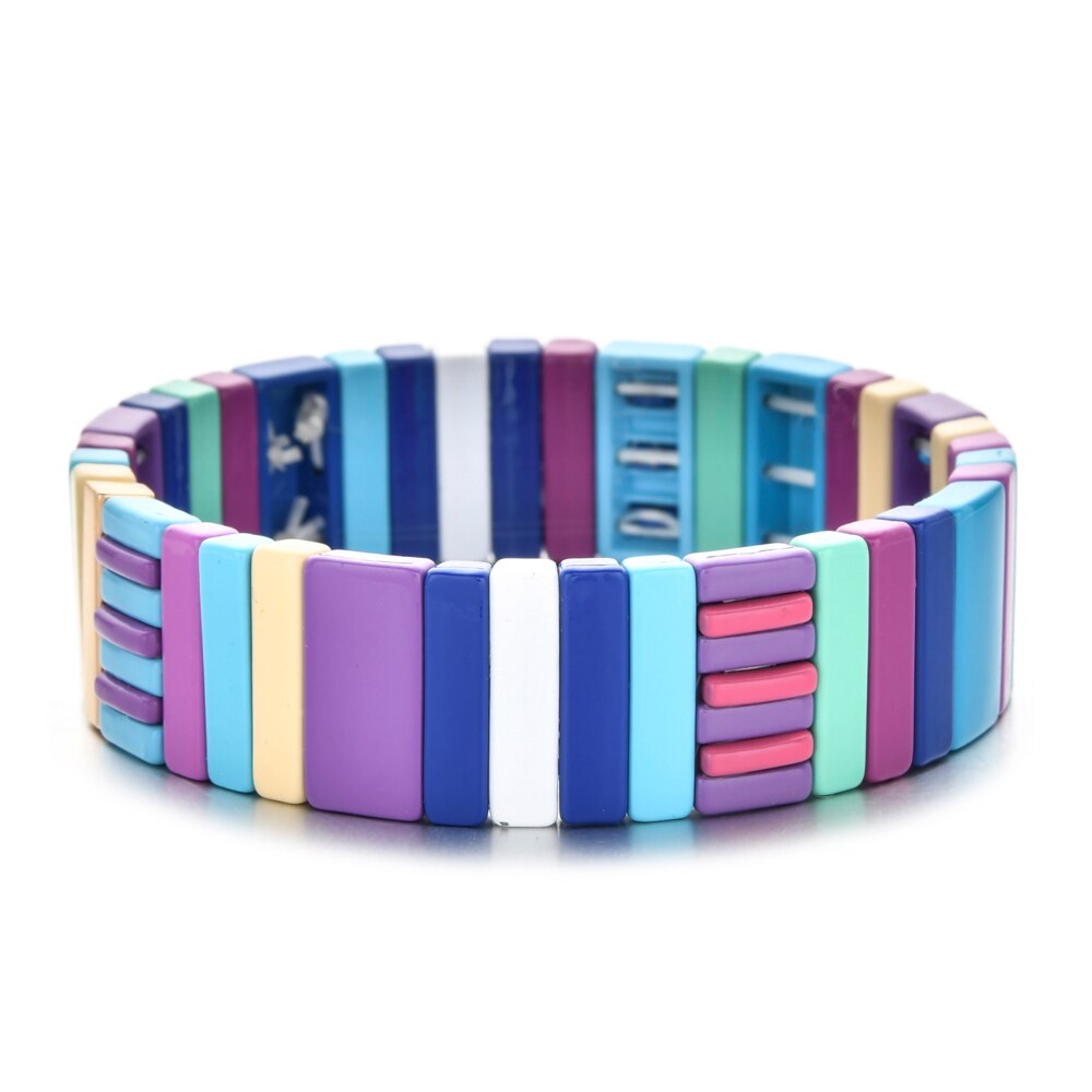 Smaltato Piastrelle Braccialetto cubo Amicizia Stirata Del Braccialetto Fatto A Mano Pulseras Elastico Impilabile Gioielli per le Donne Femme Della Boemia: A6