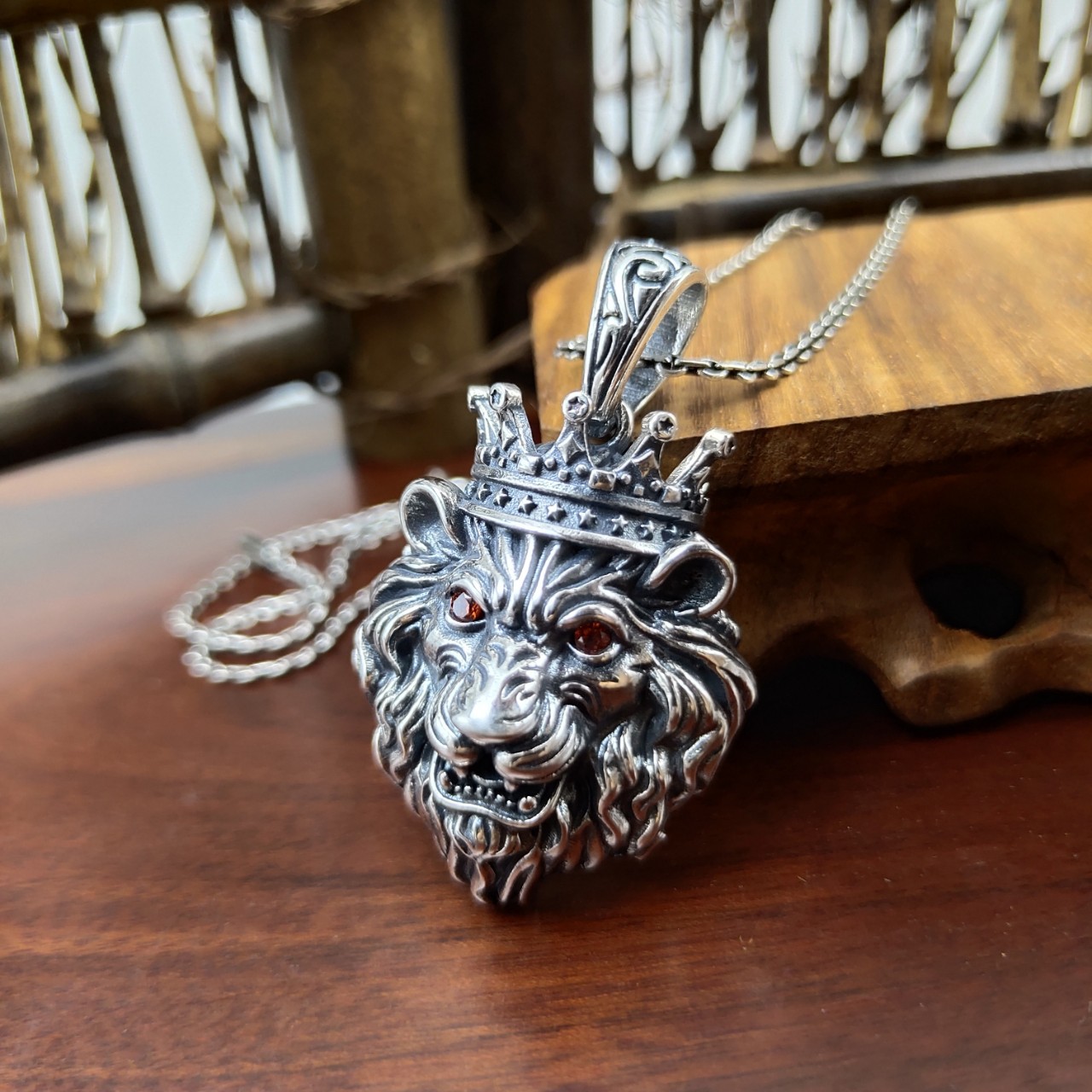 Bocai pure  s925 silber schmuck retro persönlichkeit punk dominante krone löwenkopf anhänger beliebter mann freund