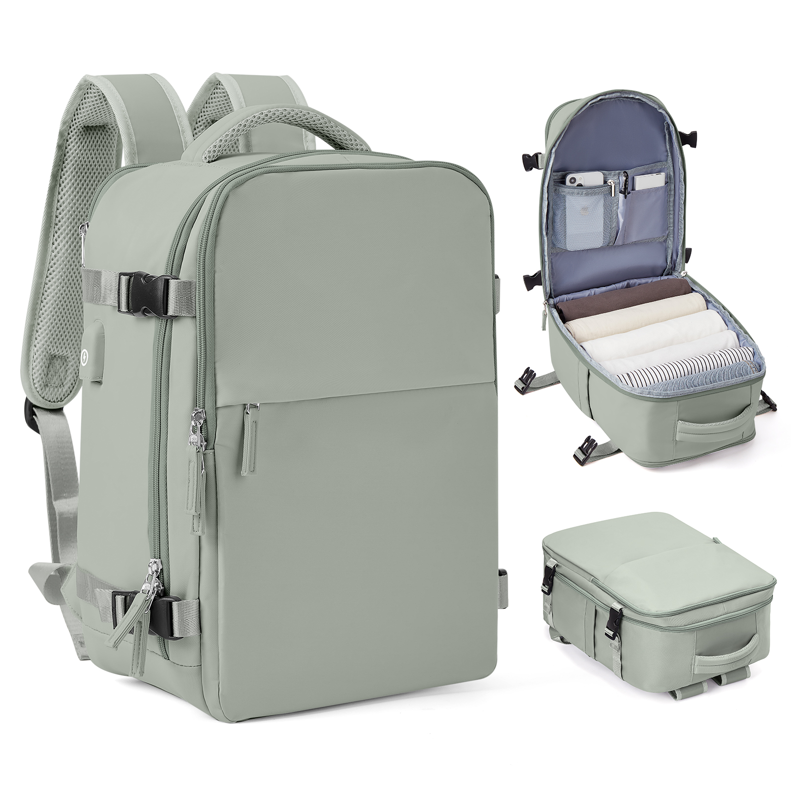 Cabin Bag 40x20x25 Ryanair Backpack, Easyjet 40x20x25 Carry-On Luggage on Airplane, Laptop Bag Hand Luggage Travel Backpack: 12 inches / green