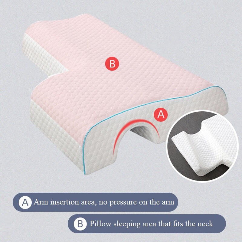 Almohada de espuma viscoelástica para parejas, almohada para abrazar, antipresión, para dormir de lado, ropa de cama