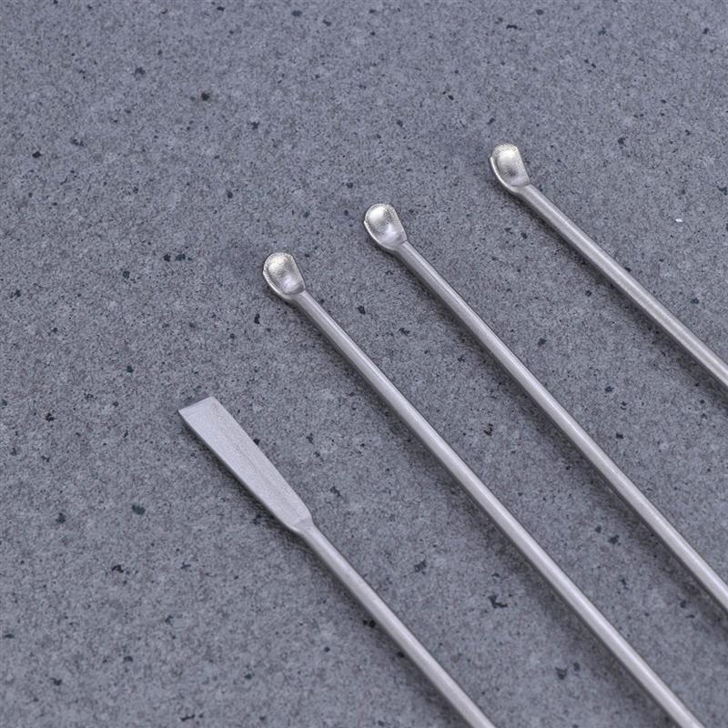 4 Stks/pak Laboratorium Lepels En Spatel Rvs Micro Laboratorium Lepels Reagens Sampling Lepel Lab Spatels Set