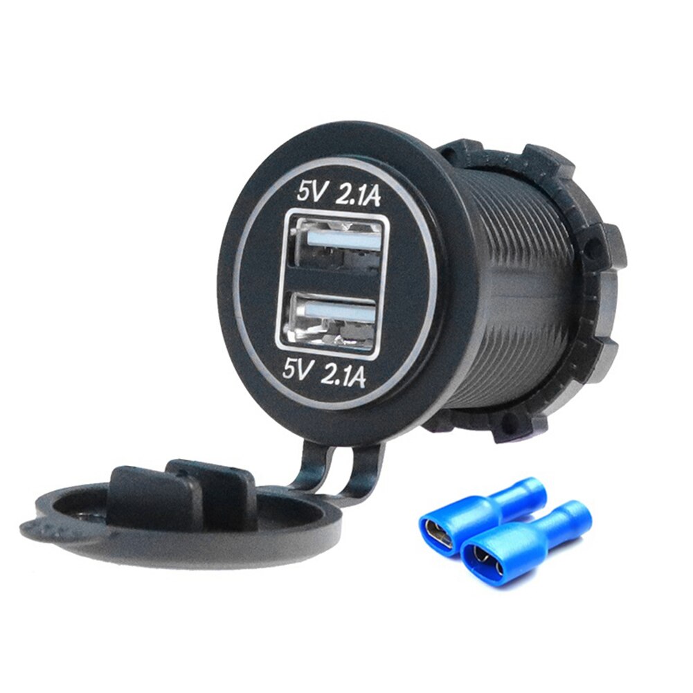 4.2A Dual Usb Autolader Dual Led Light Stopcontact Voor 12-24V Boot Rv: White