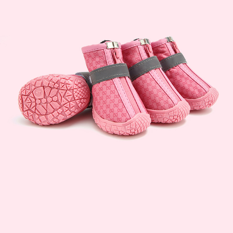 4 sztuki kalosze dla psa wodoodporne buty z pasek odblaskowy antypoślizgowymi oddychającymi śniegowcami dla małych zwierząt bezpieczniejszej podróży w nocy