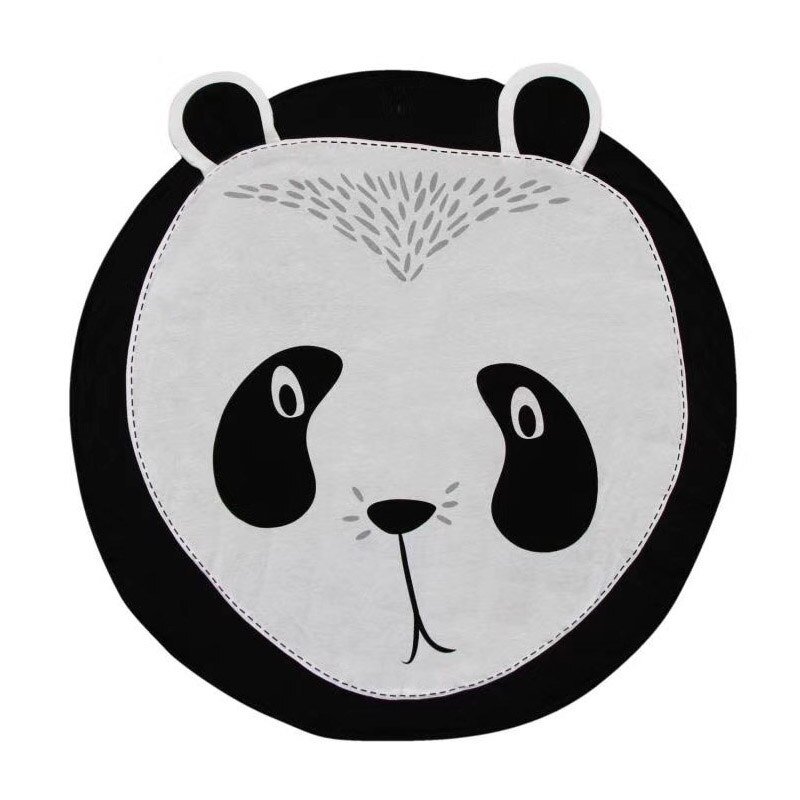 Baby lekmattor barn mattor tjock bomull småbarn krypande knäskydd baby matta rund giraff kanin lekmatta djurtryck filt: Panda