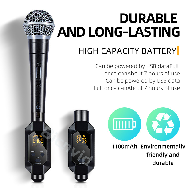 Konwerter mikrofonowy bezprzewodowy XLR Nadajnik i odbiornik System mikrofonowy bezprzewodowy do mikrofonów dynamicznych Przejście z przewodowego na bezprzewodowy