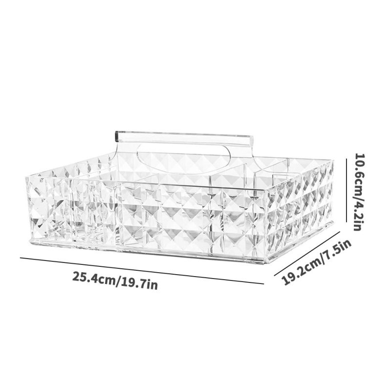 Makeup Organizer Tray Transparent Acrylic Cosmetic Storage Display Box With Handle With Clear Simple Stylish Transparent: A transparent
