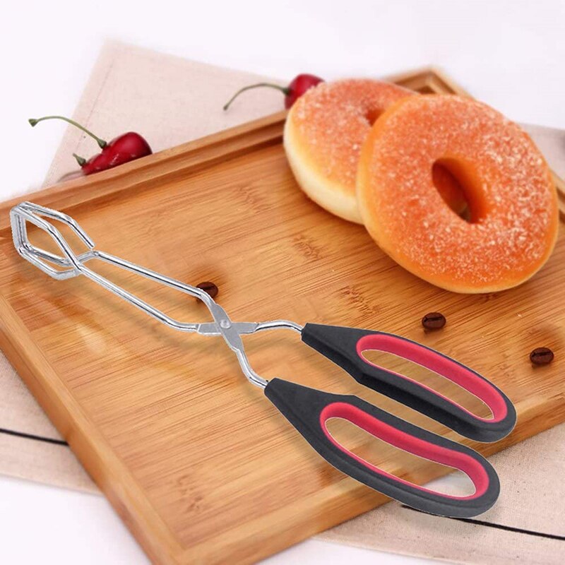 Tenazas de tijera para barbacoa, herramientas de barbacoa, pinzas para comida a la parrilla, mango de tijeras largo, Clip para asar pan, pinzas para el horno, accesorios para barbacoa