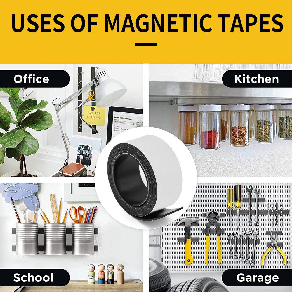Zelfklevende magneetstrip Rubberen magneetband Sterke flexibele magneetstrip voor koelkast Fotoposters Gratis snijden DIY