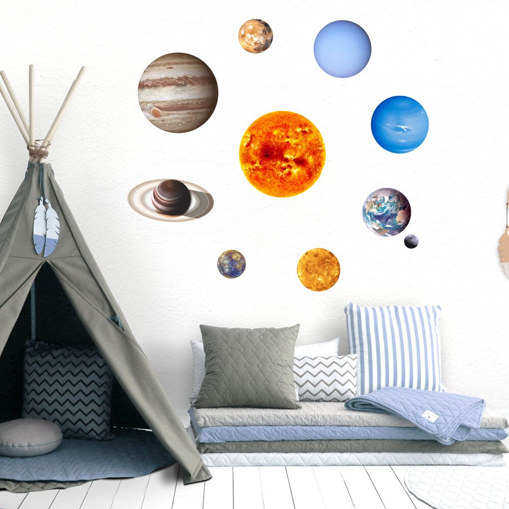 Solar System Planets Wall Stickers For Kids Room Living Room Home Decoration Wall Decal Home Decor Baby Nursery Wall Decoration