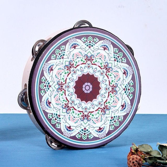 Cloches de Style ethnique, tambour à motifs colorés pour enfants et adultes, Performance sur scène Portable, Instruments de musique pour débutants,: H