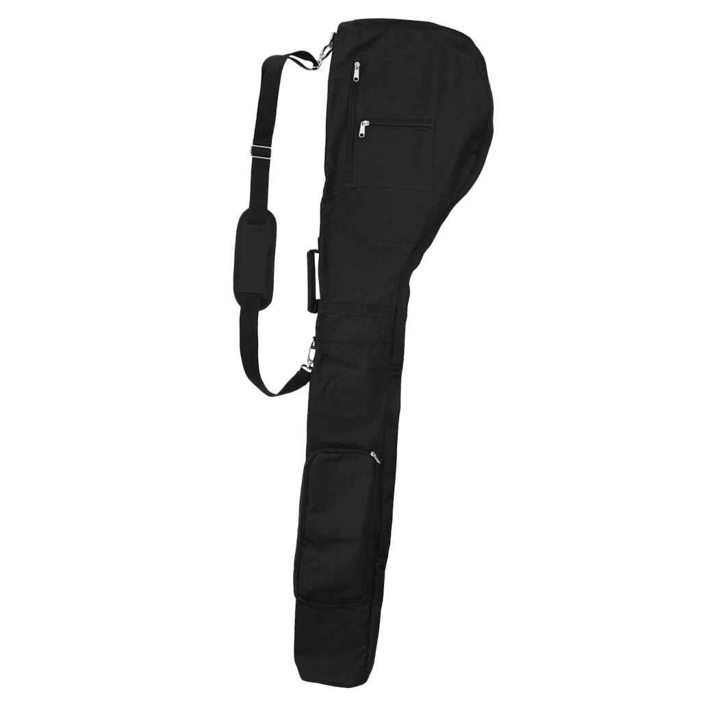 127cm golfträningspåse för träningsväska golf reseväska bärskydd golfklubbskydd med handtag och rem nylon golfväskor: Svart