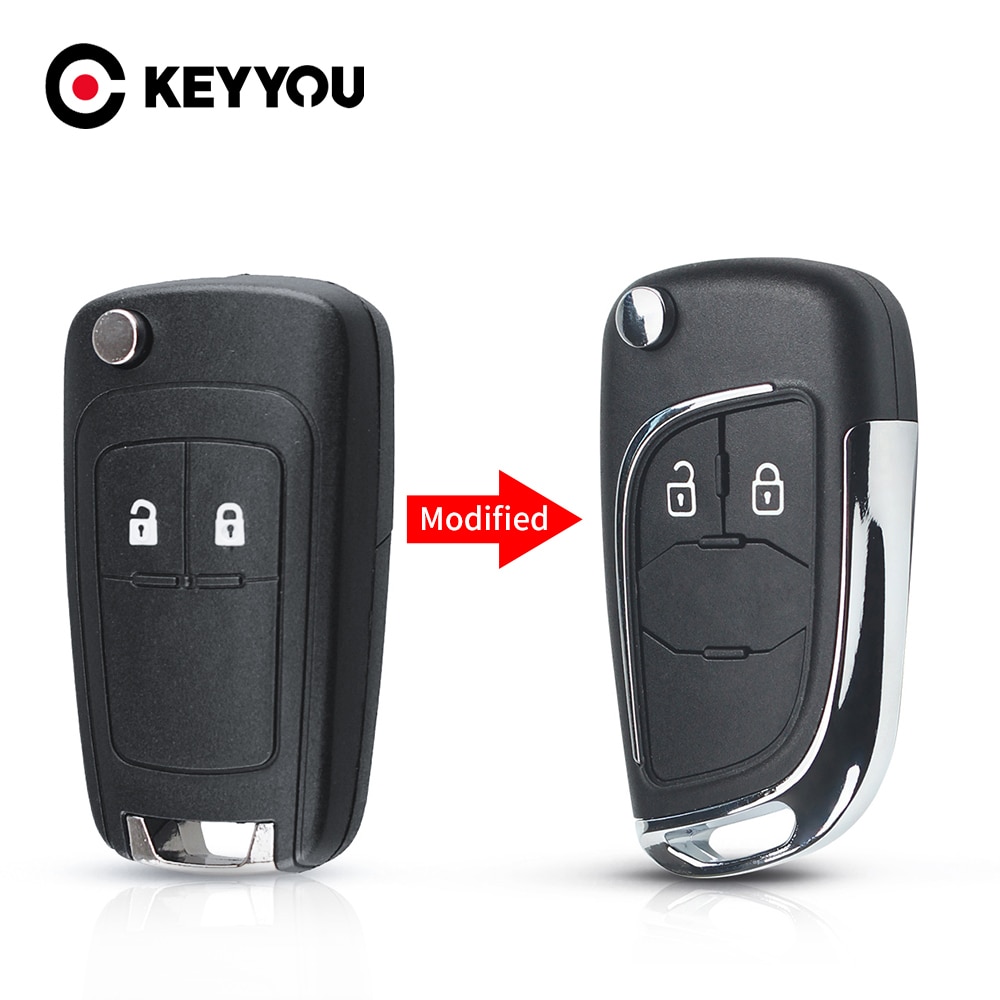 KEYYOU Folding Car Remote Key Shell For Opel Vauxhall Insignia Astra J H Mokka For Chevrolet Fob 2 Button Modified Flip Key Case
