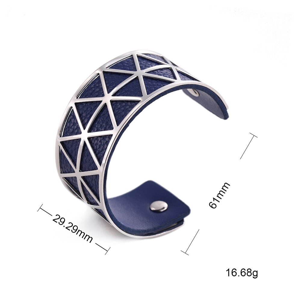 Teamer, pulsera hueca de cuero de PU, brazalete de Georgette, joyería india, Manchette para mujer , bisutería de muñeca para hombres: 7