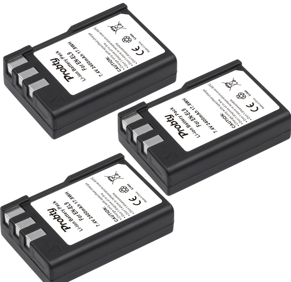 Da -el9 en-el9a batteri + lcd-oplader til nikon  d40 d40x d60 d3000 d5000: 3 batterier